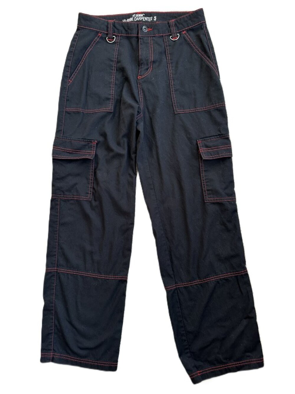 Hot Topic Black and Red Cargo Pants Juniors size 5 100% Cotton HT Denim Hi Rise